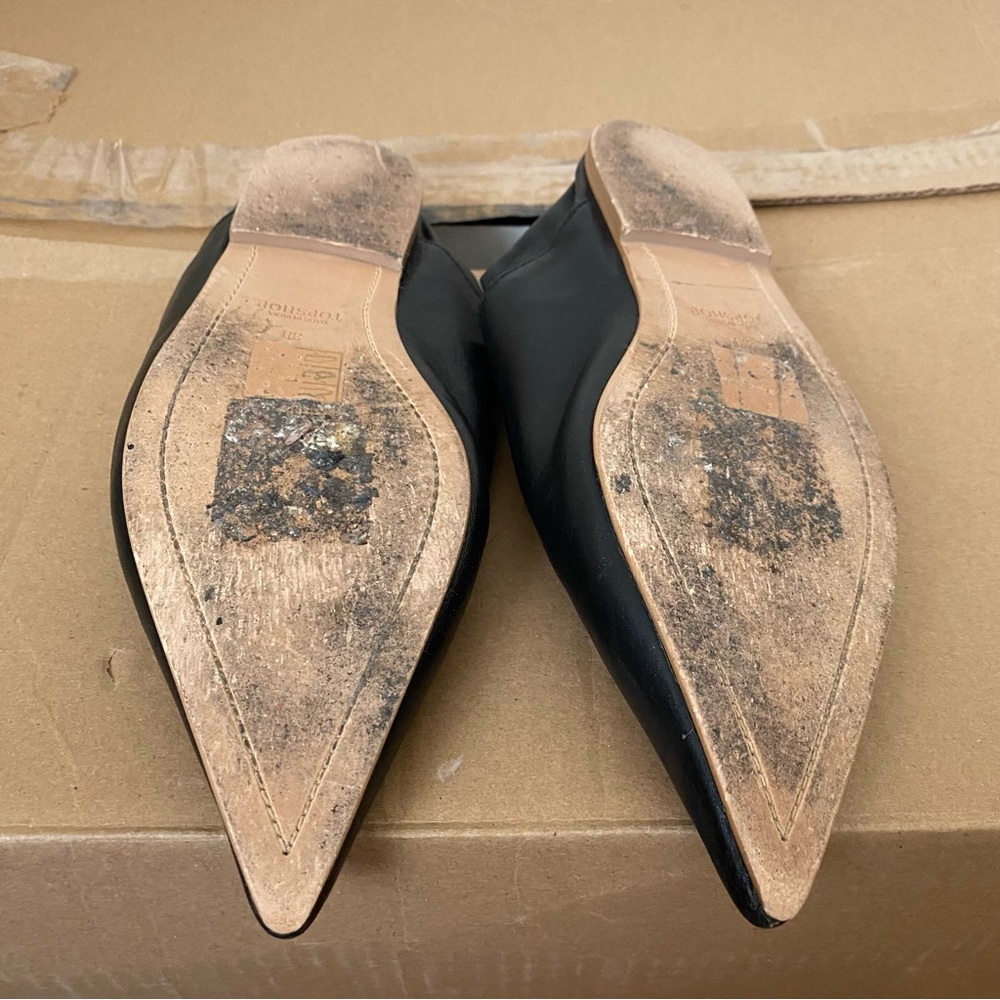 TopShop Black Slip-On Flat Mules | Faux Leather | Women’s EU 38 / US 7.5 - Picture 5 of 11